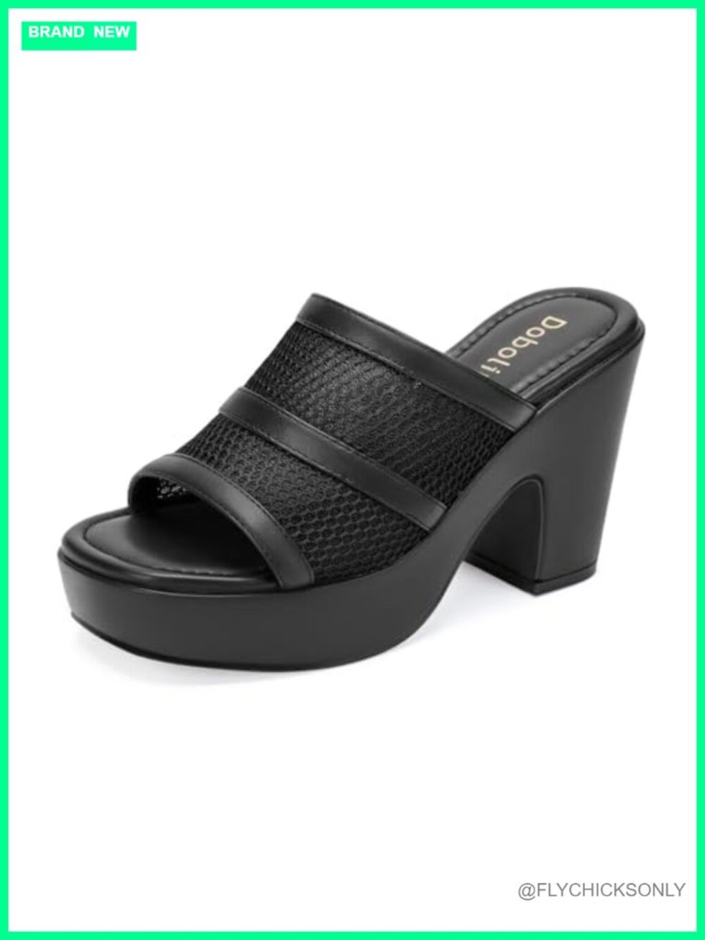 Women's Open Toe Mesh Platform Wedge Mule Sandals Slip On 4" Block Heel